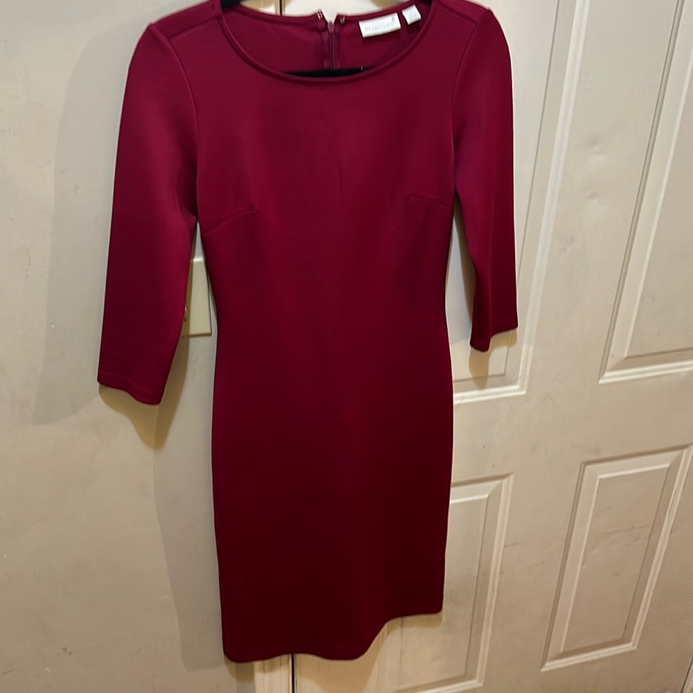 New York and Company size extra small Merlot mid dress with long sleeves